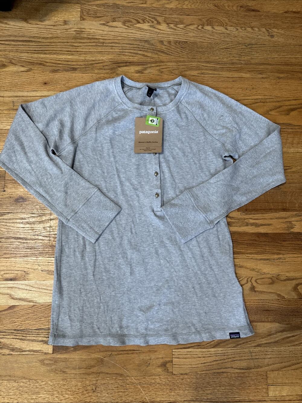 Patagonia Women's Waffle Henley NWT Smolder BMSRP $65 Gray Warm Layering